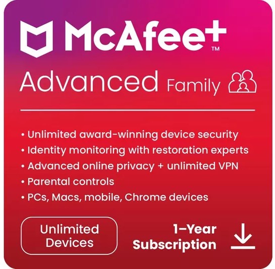 McAfee® Total Protection Family – Unlimited Devices, 1 Years